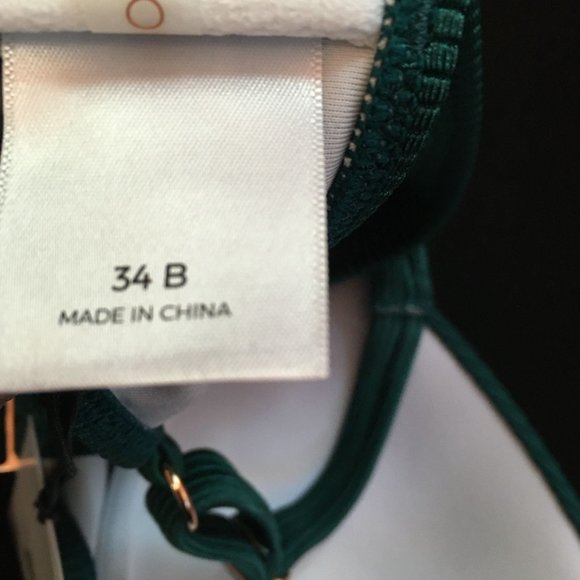 NWT Shade & Shore Triangle Bikini Top Underwire Ribbed Evergreen Size 34B - Picture 7 of 10